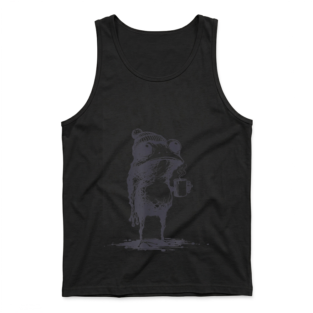 Product Funny Grumpy Frog Drinking Coffee Toad Design Men Women T Shirt Tank Top