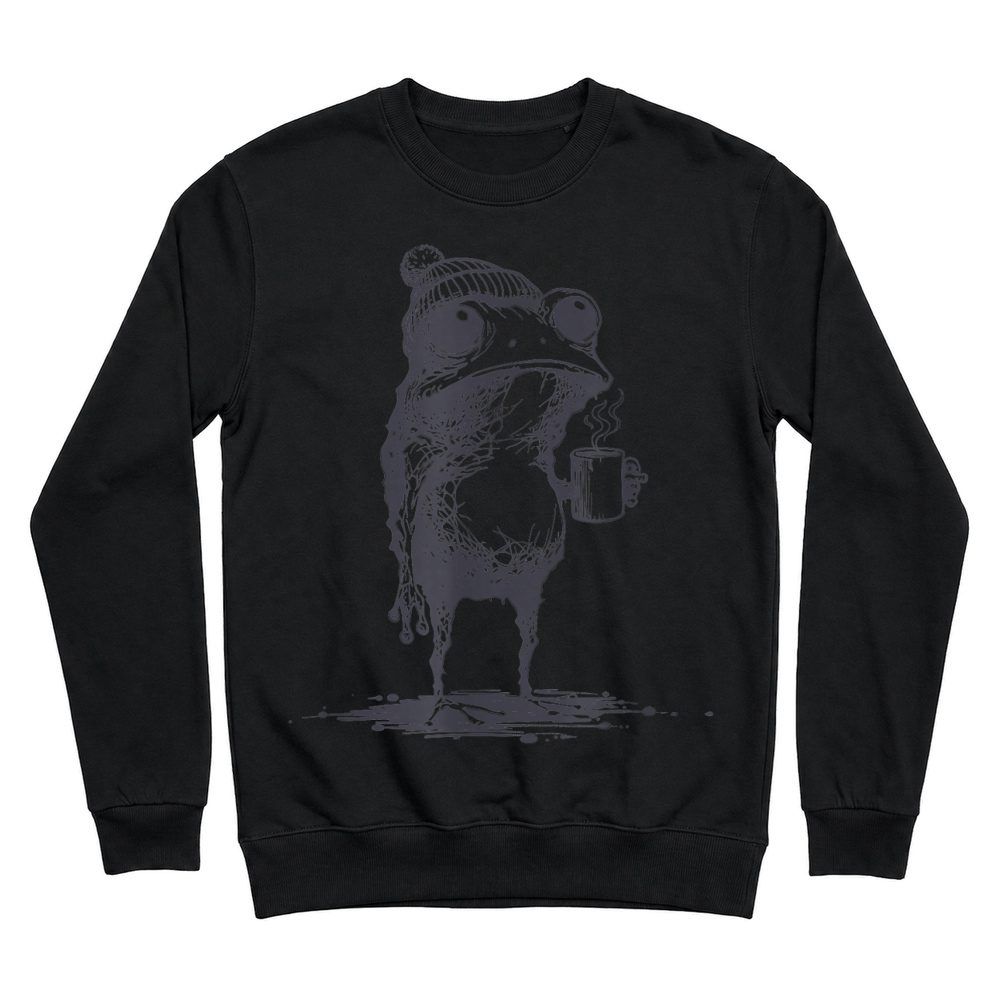 Product Funny Grumpy Frog Drinking Coffee Toad Design Men Women T Shirt Unisex Sweatshirt
