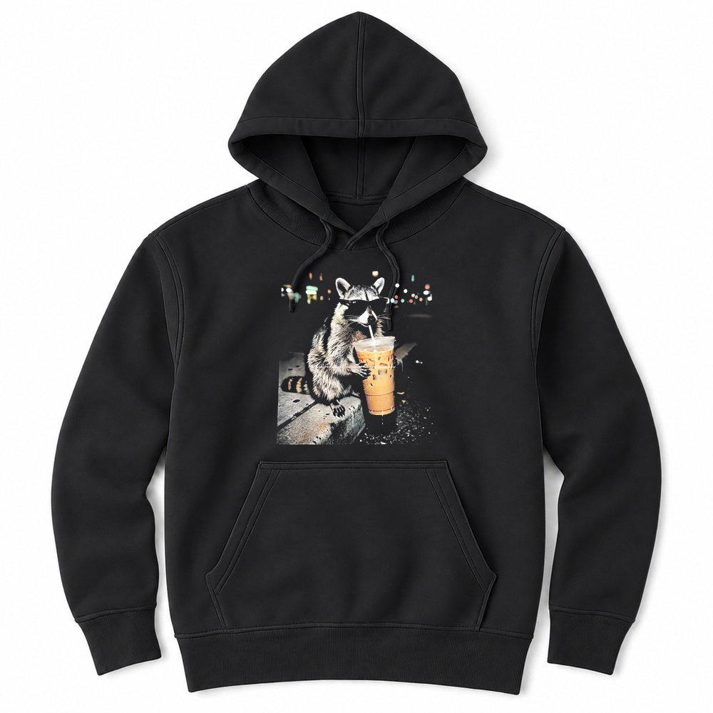 Product Funny Raccoon Drinking iced Coffee T Shirt Unisex Hoodie
