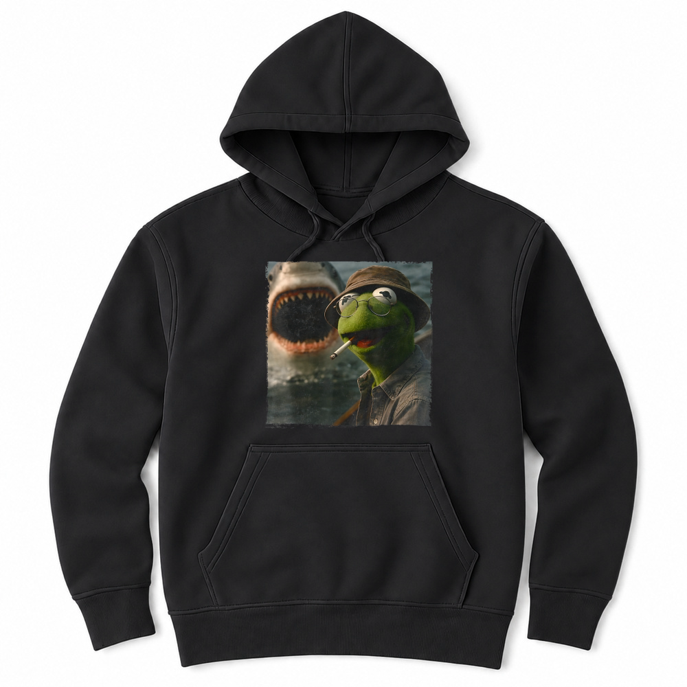 Product Funny Smoking Frog Meme Vintage Shark Attack Parody Tee T Shirt Unisex Hoodie