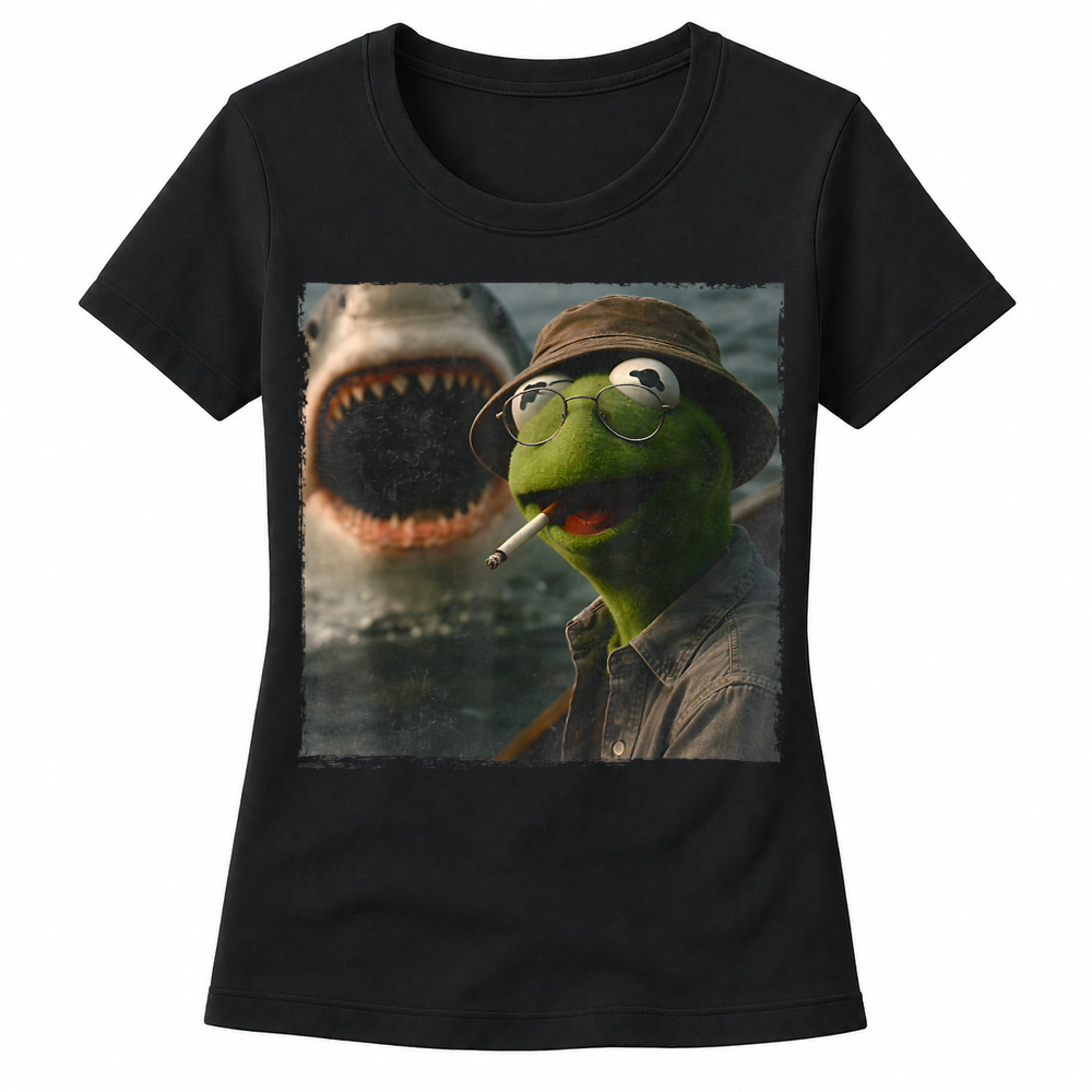 Product Funny Smoking Frog Meme Vintage Shark Attack Parody Tee T Shirt Women's T-shirts