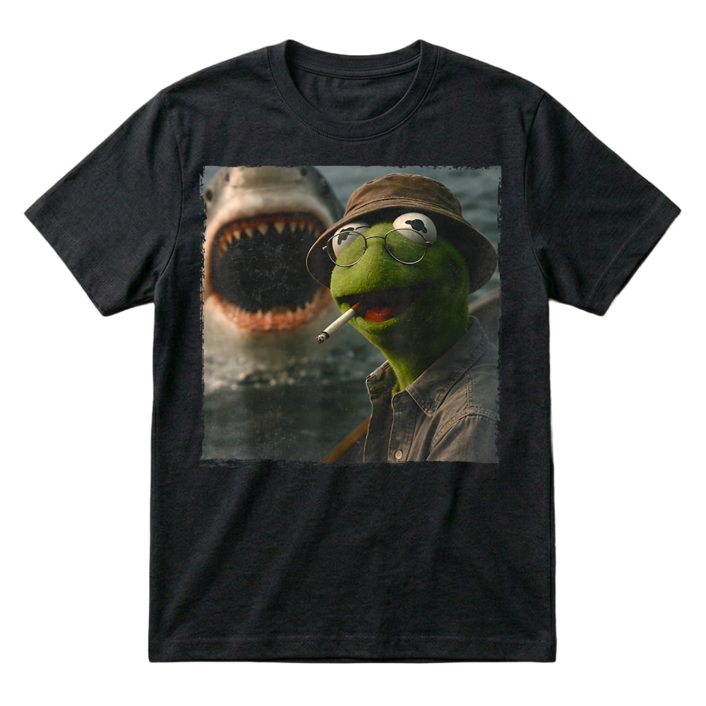 Product Funny Smoking Frog Meme Vintage Shark Attack Parody Tee T Shirt T-Shirt