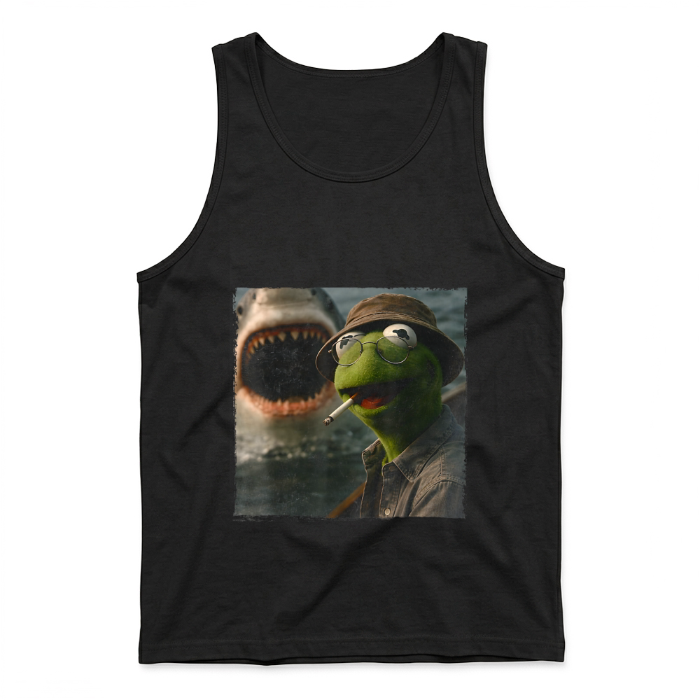 Product Funny Smoking Frog Meme Vintage Shark Attack Parody Tee T Shirt Tank Top