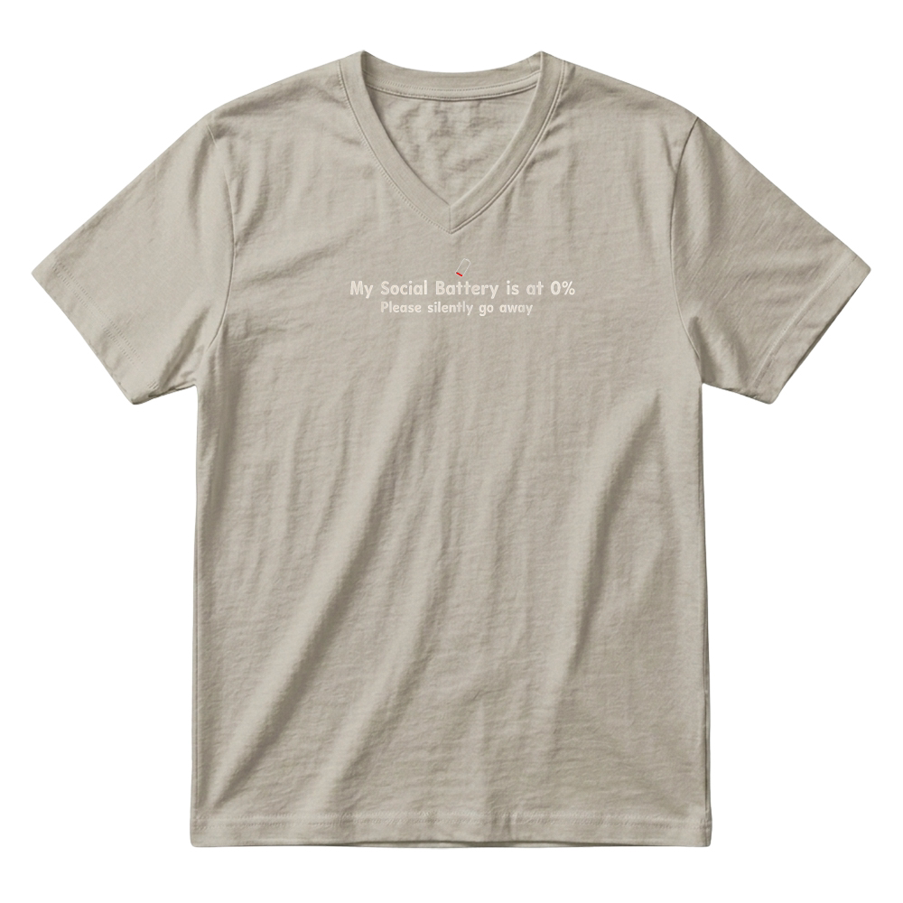 Product Funny Social Battery is at 0% Please Silently Go Away Chaos T Shirt V-Neck T-shirt