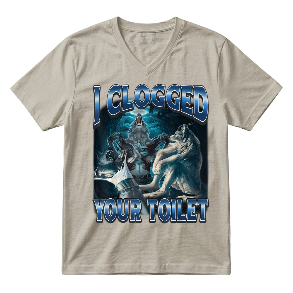 Product Funny Unhinged Alpha Wolf Meme V-Neck T-shirt