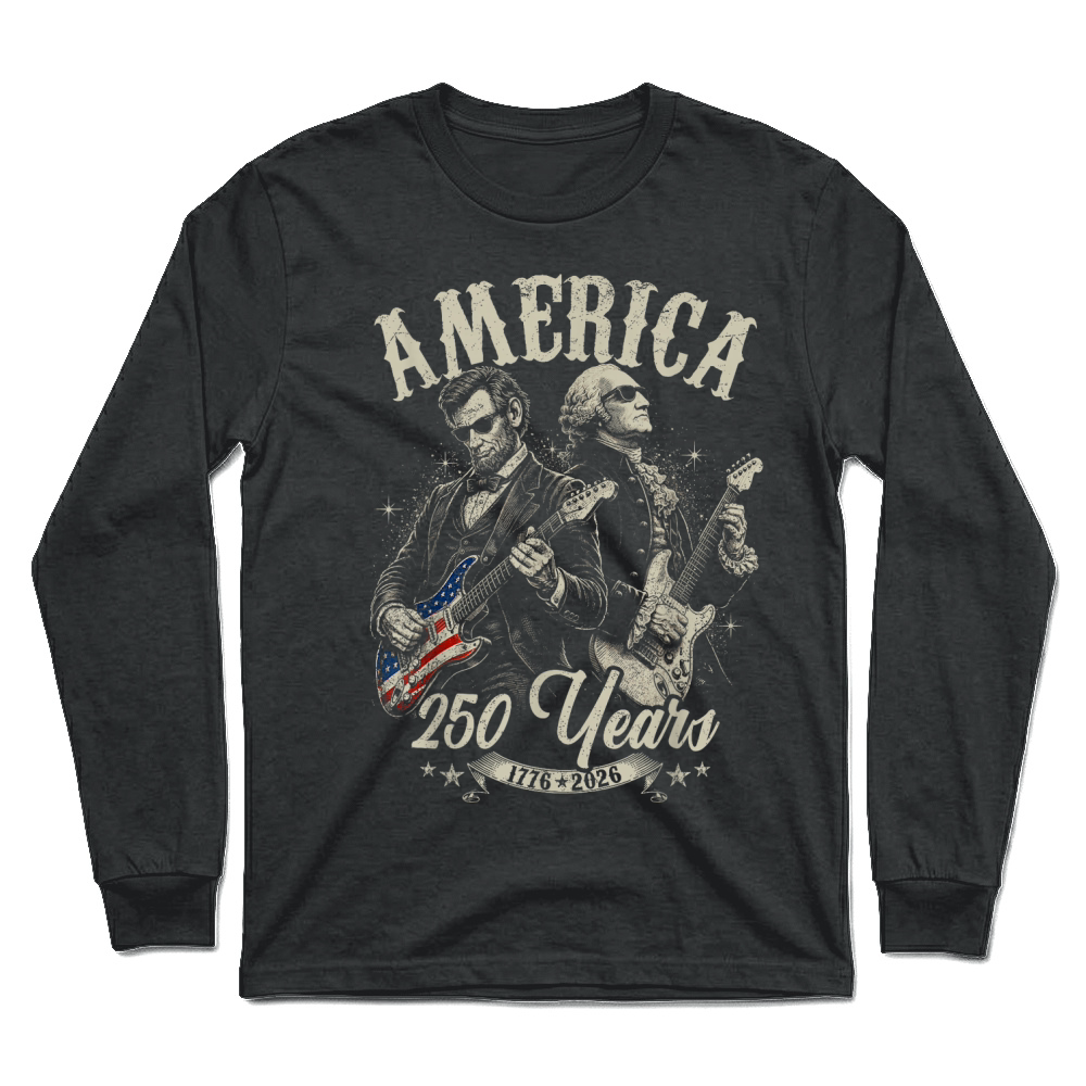Product George Washington Lincoln Playing Guitar Abe Lincoln 250th Unisex Longsleeve