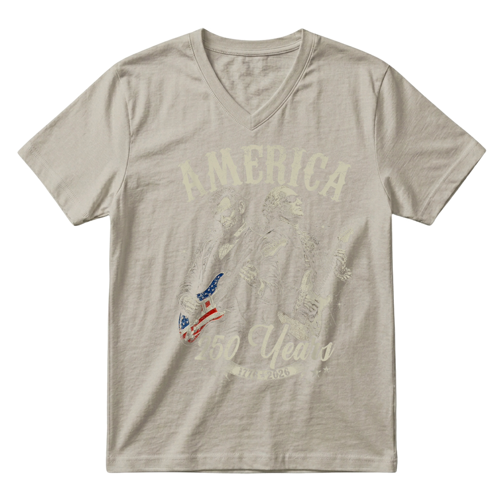 Product George Washington Lincoln Playing Guitar Abe Lincoln 250th V-Neck T-shirt