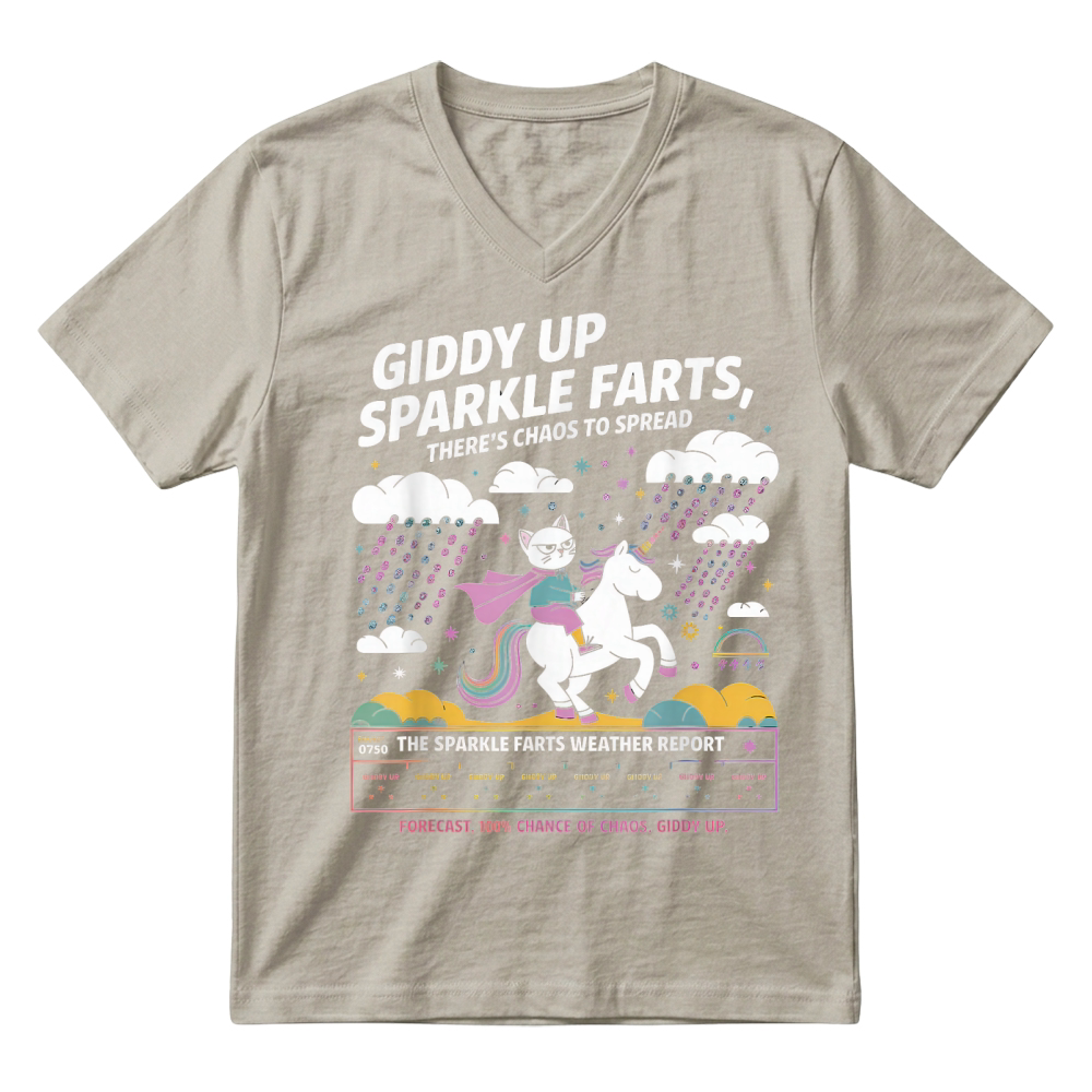 Product Giddy Up Sparkle Farts Tshirt Girl There's Chaos to Spread T Shirt V-Neck T-shirt