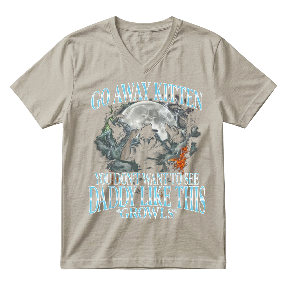 Product Go Away Kitten, Funny Bootleg Daddy Sigma Wolf V-Neck T-shirt