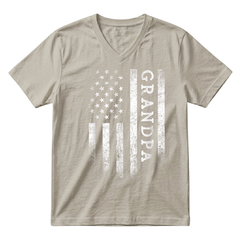 Product Grandpa American Flag Grandpa Gifts Patriotic Father's Day V-Neck T-shirt
