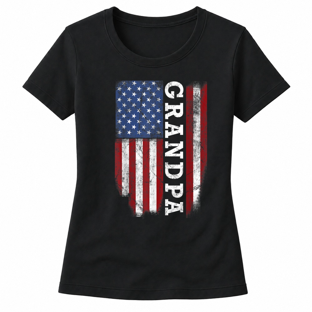 Product Grandpa Flag Shirt   USA American Flag for Proud Grandfather Women's T-shirts