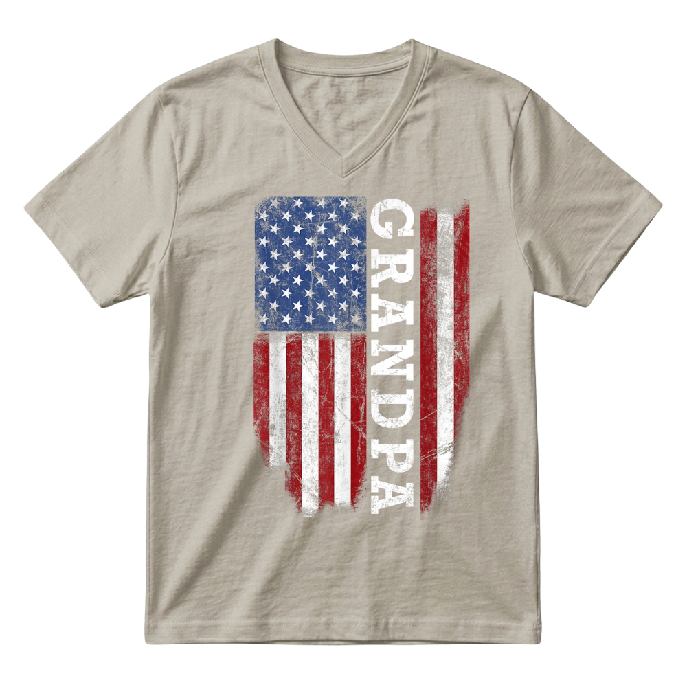 Product Grandpa Flag Shirt   USA American Flag for Proud Grandfather V-Neck T-shirt