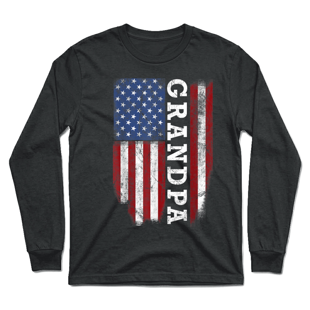 Product Grandpa Flag Shirt   USA American Flag for Proud Grandfather Unisex Longsleeve