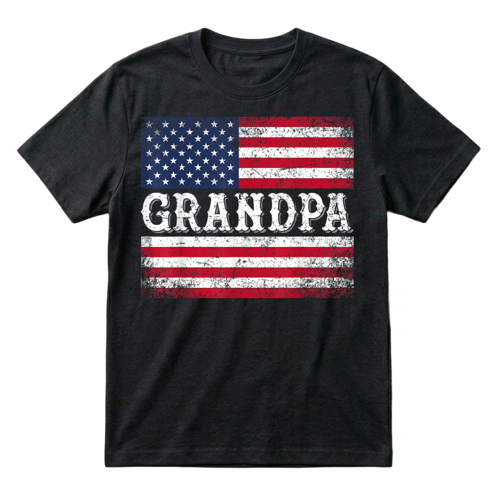 Product Grandpa Vintage USA Flag Patriotic 4th of July T Shirt T-Shirt