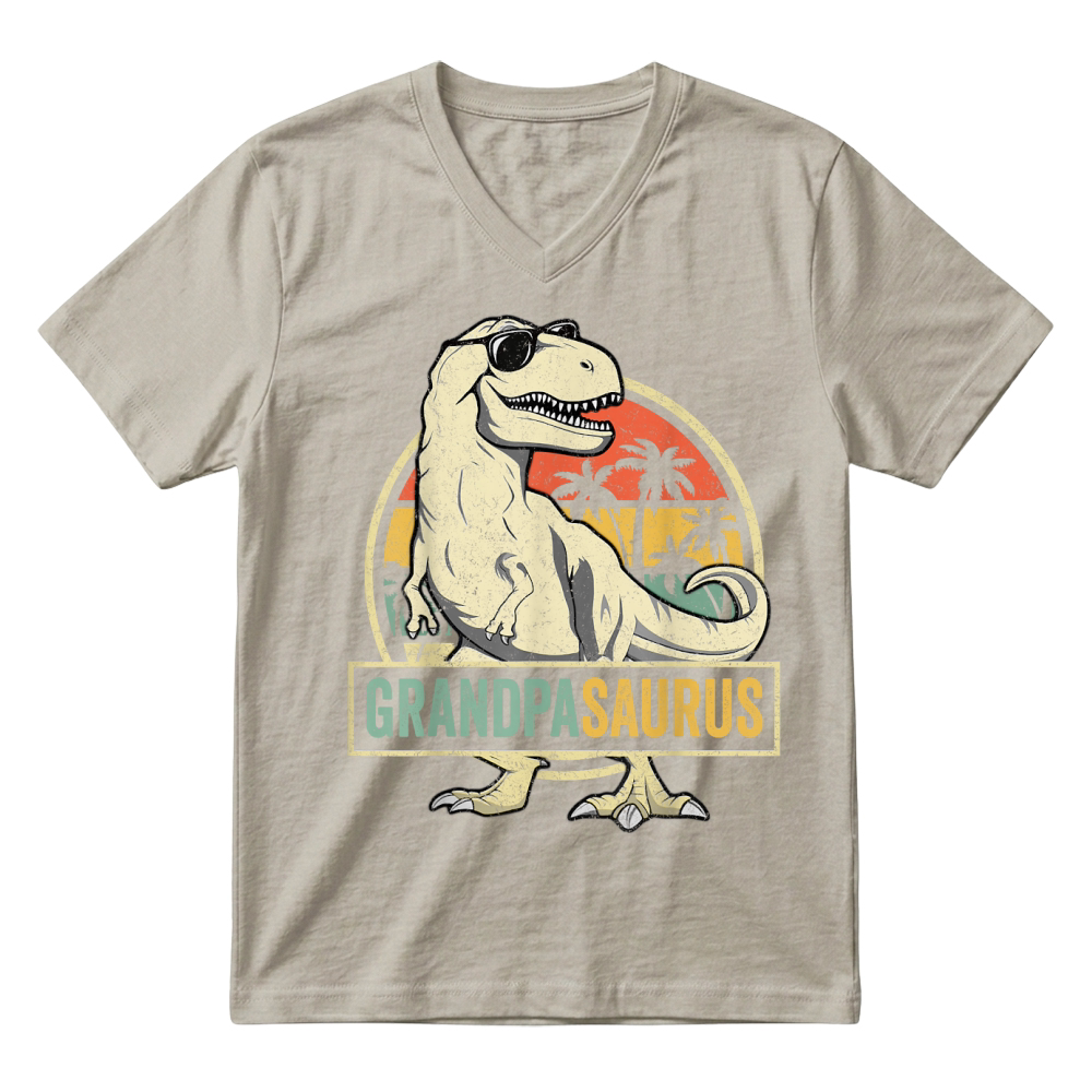 Product Grandpasaurus T Rex Dinosaur Grandpa Saurus Family Matching V-Neck T-shirt