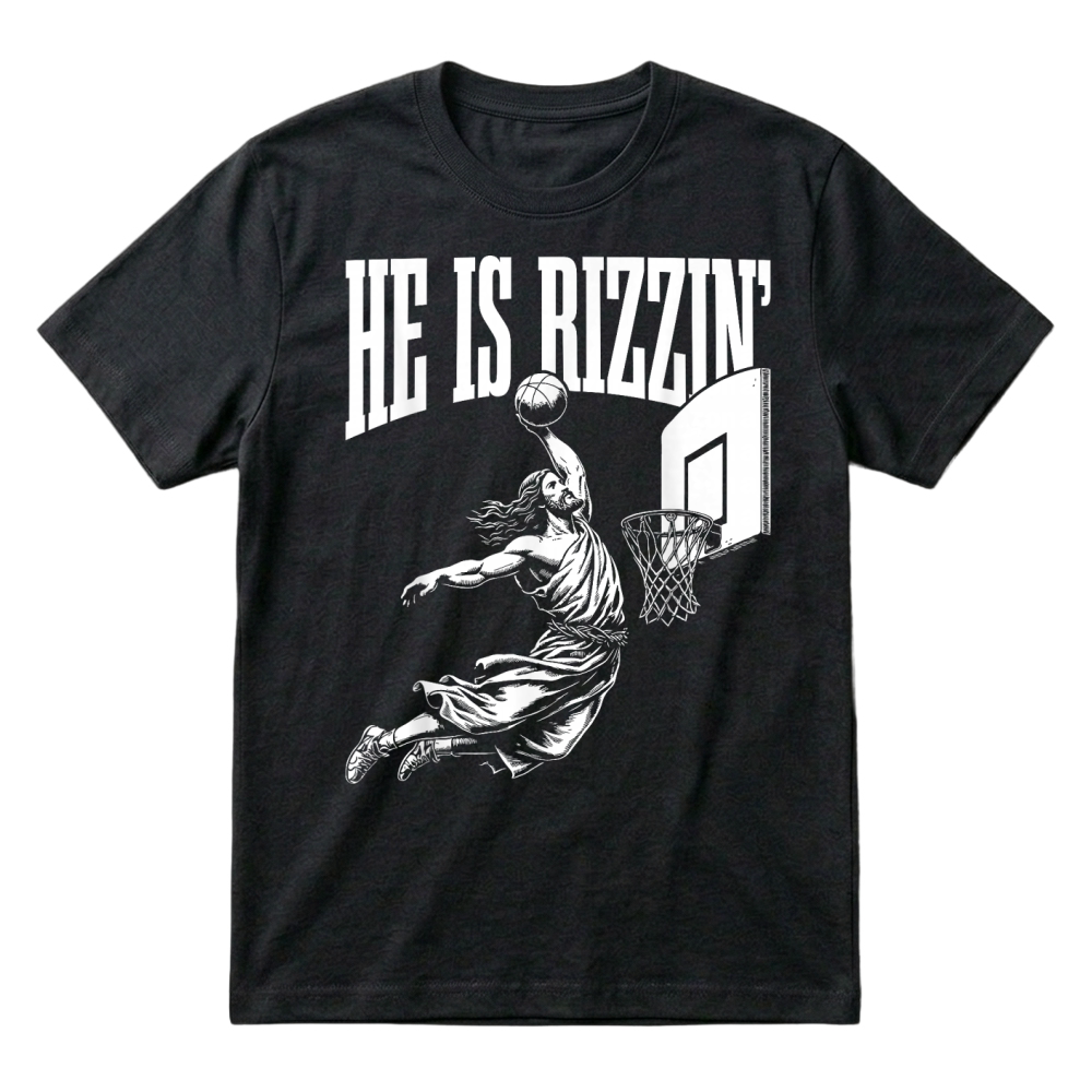 Product He is Rizzin Funny Jesus Basketball Meme Easter Christian T Shirt T-Shirt