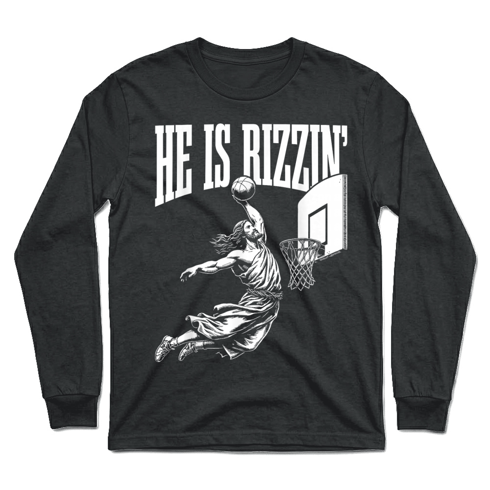 Product He is Rizzin Funny Jesus Basketball Meme Easter Christian T Shirt Unisex Longsleeve