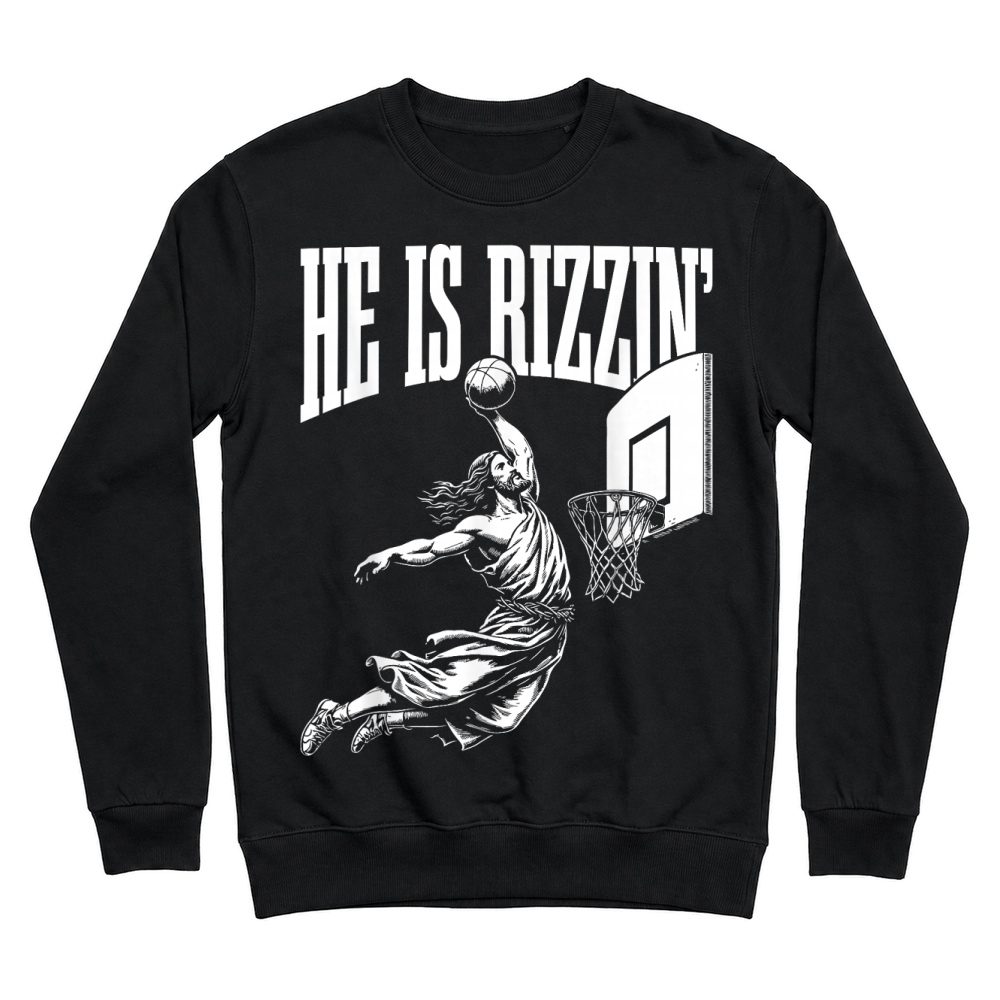Product He is Rizzin Funny Jesus Basketball Meme Easter Christian T Shirt Unisex Sweatshirt