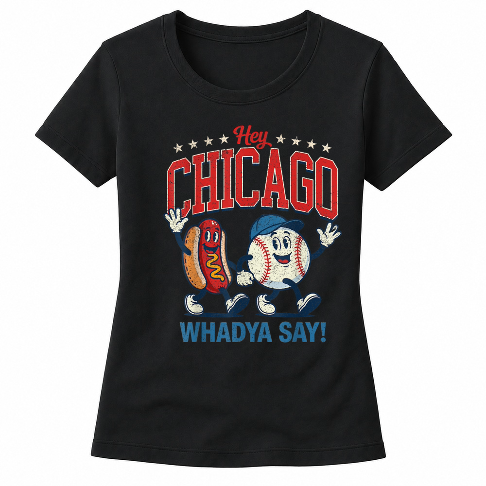 Product Hey Chicago Whadya Say Baseball and Hot Dog 4th of July Men T Shirt Women's T-shirts