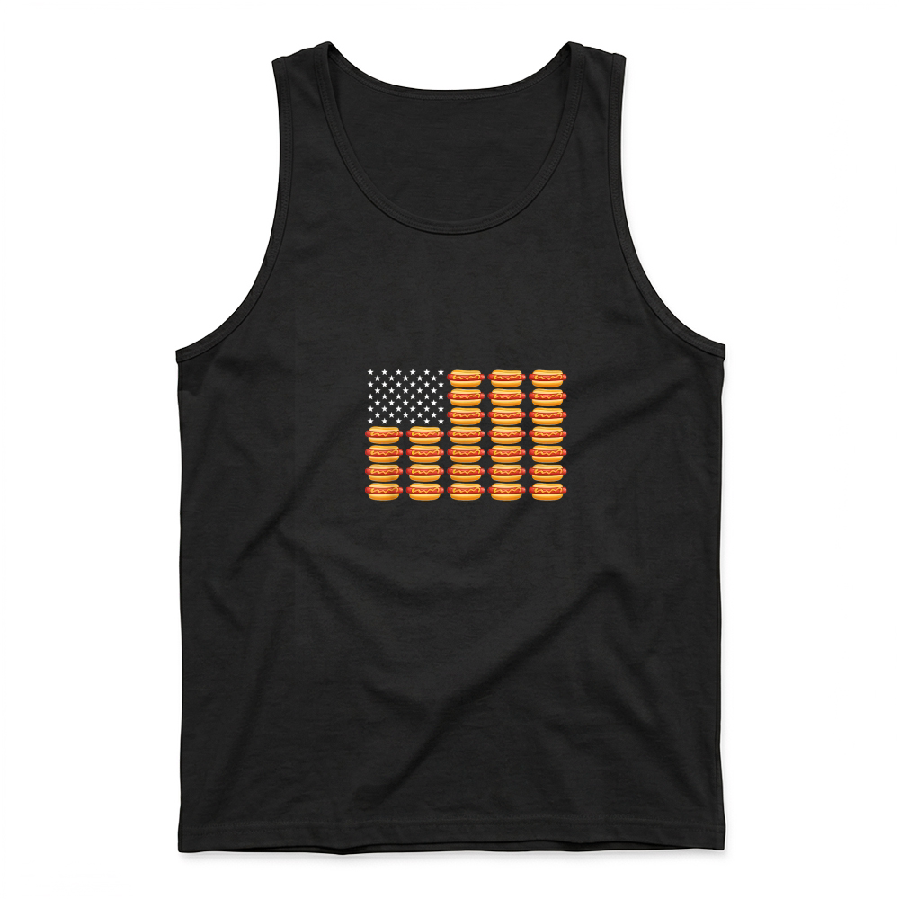 Product Hot Dog American Flag July 4th Patriotic Summer BBQ Funny T Shirt Tank Top