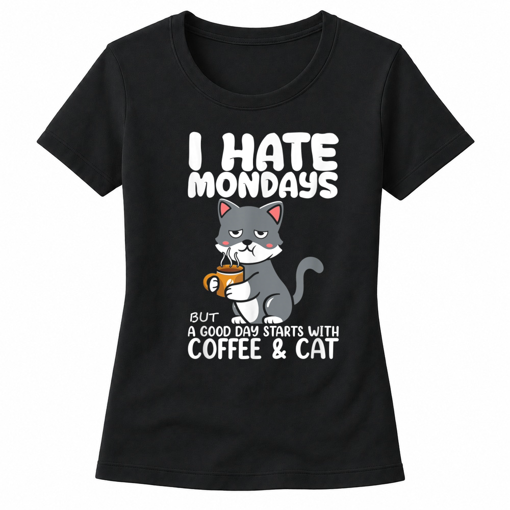 Product I Hate Mondays But Good Days Start With Coffee And Cat t shirt Women's T-shirts