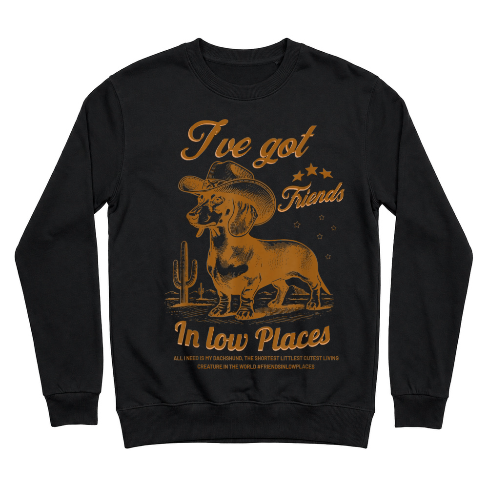 Product I've Got Friends in Low Places Funny Dachshund Cowboy Doxie T Shirt Unisex Sweatshirt