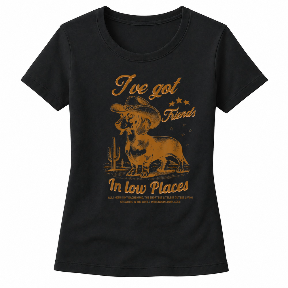 Product I've Got Friends in Low Places Funny Dachshund Cowboy Doxie T Shirt Women's T-shirts