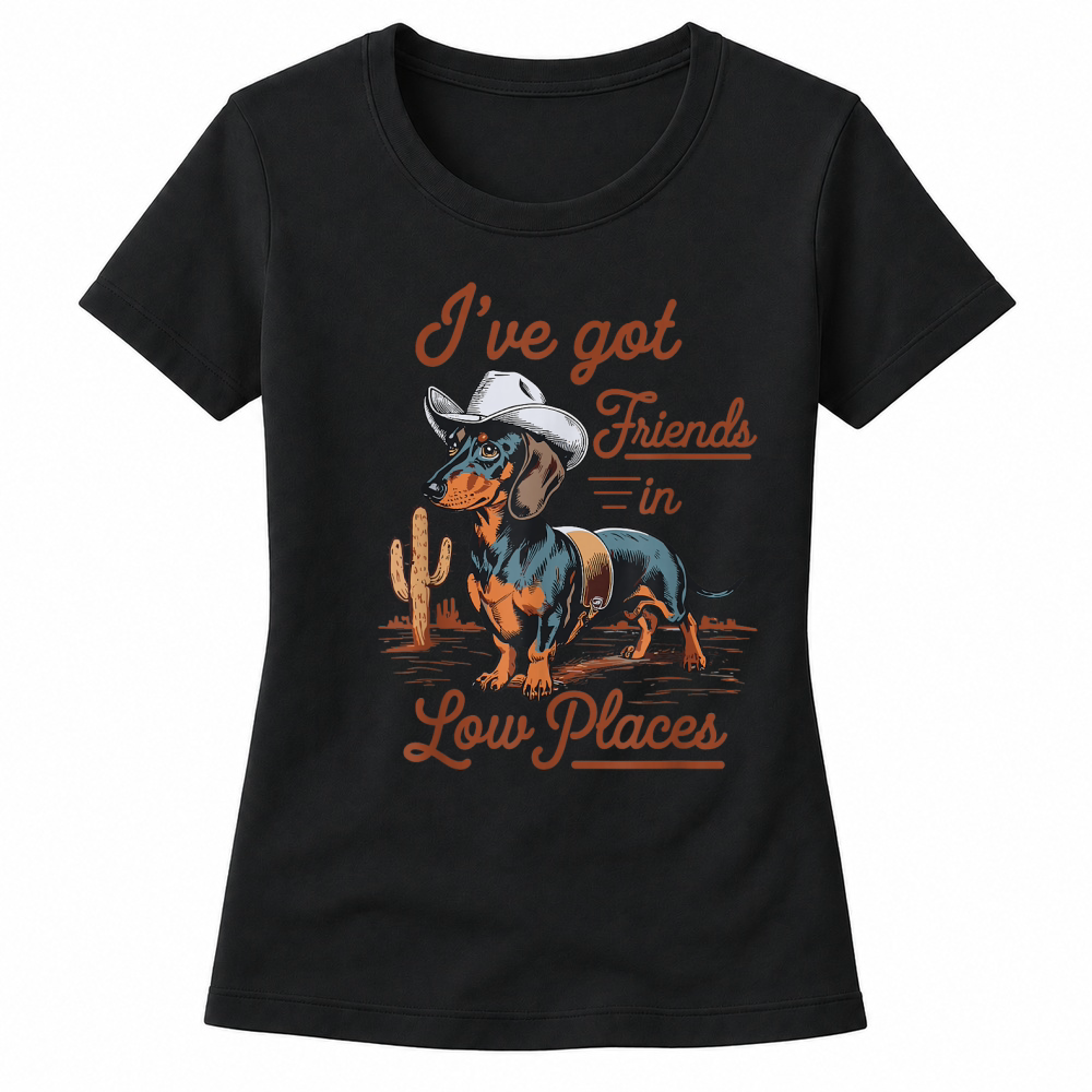 Product I've Got Friends in Low Places Funny Dachshund Wiener Dog T Shirt Women's T-shirts