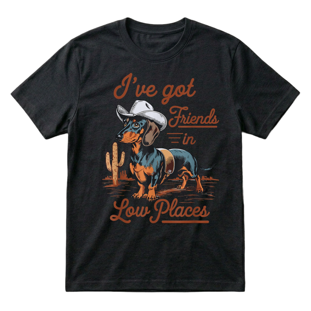 Product I've Got Friends in Low Places Funny Dachshund Wiener Dog T Shirt T-Shirt