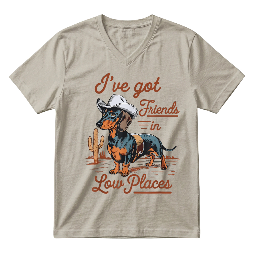 Product I've Got Friends in Low Places Funny Dachshund Wiener Dog T Shirt V-Neck T-shirt