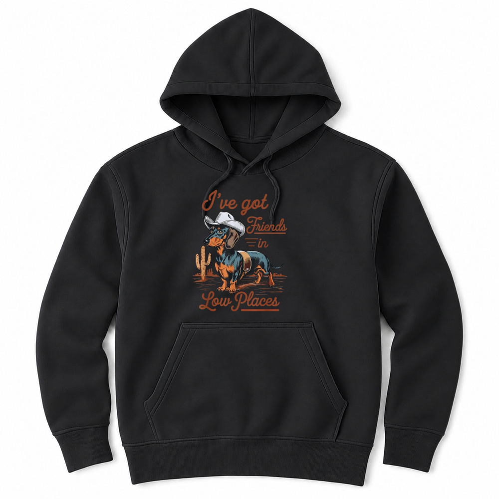 Product I've Got Friends in Low Places Funny Dachshund Wiener Dog T Shirt Unisex Hoodie