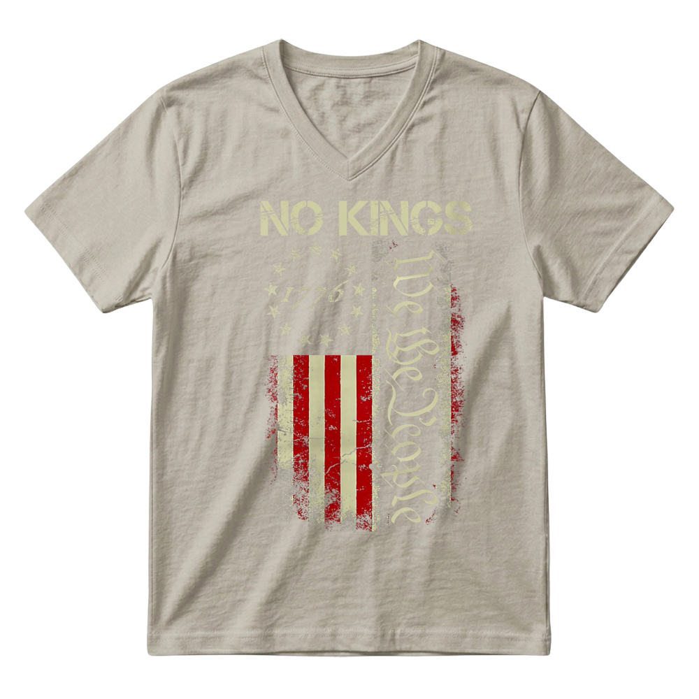 Product No Kings Protest Political Patriotic V-Neck T-shirt