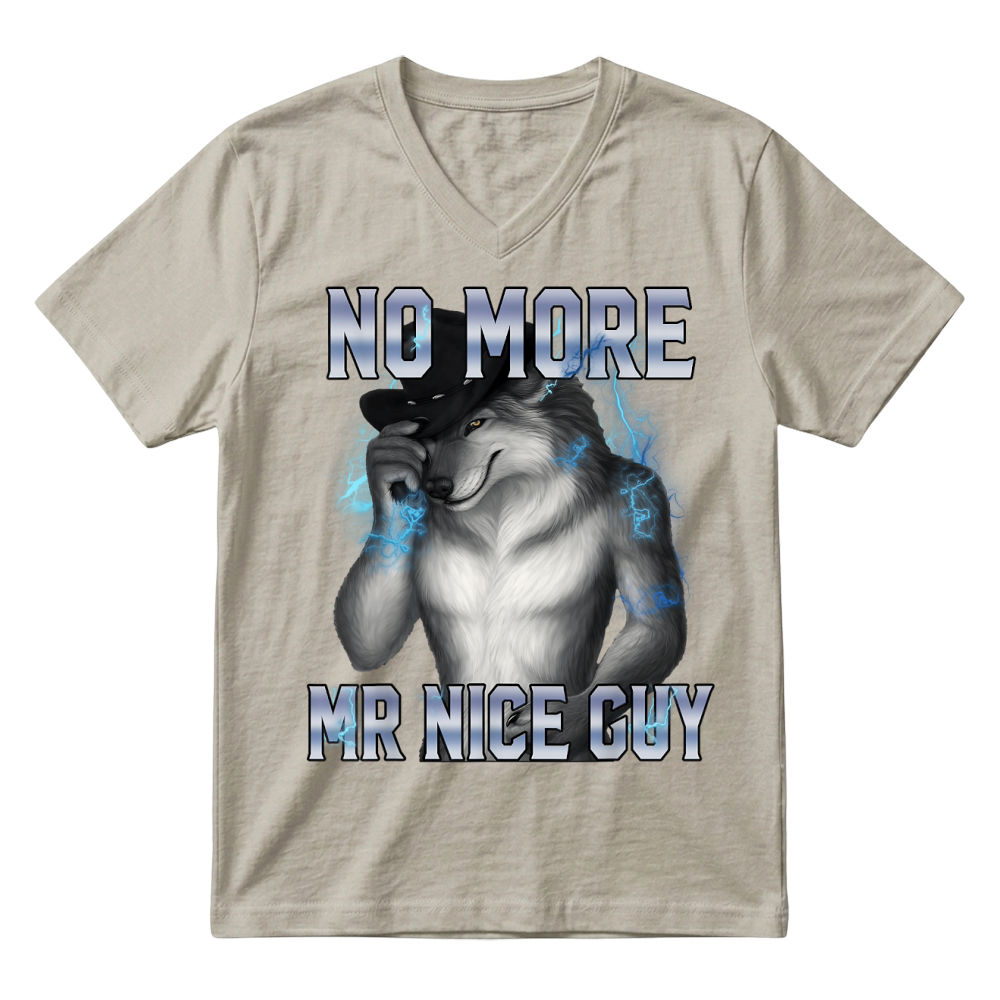 Product No More Mr Nice Guy Funny Alpha Wolf Meme Unhinged Brainrot T Shirt V-Neck T-shirt