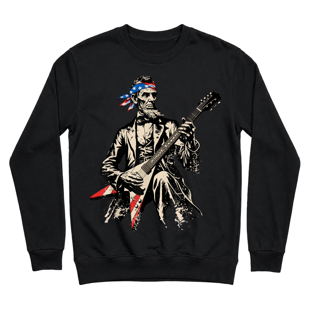 Product Patriotic Abraham Lincoln Guitar Rock President Abe Lincoln Unisex Sweatshirt