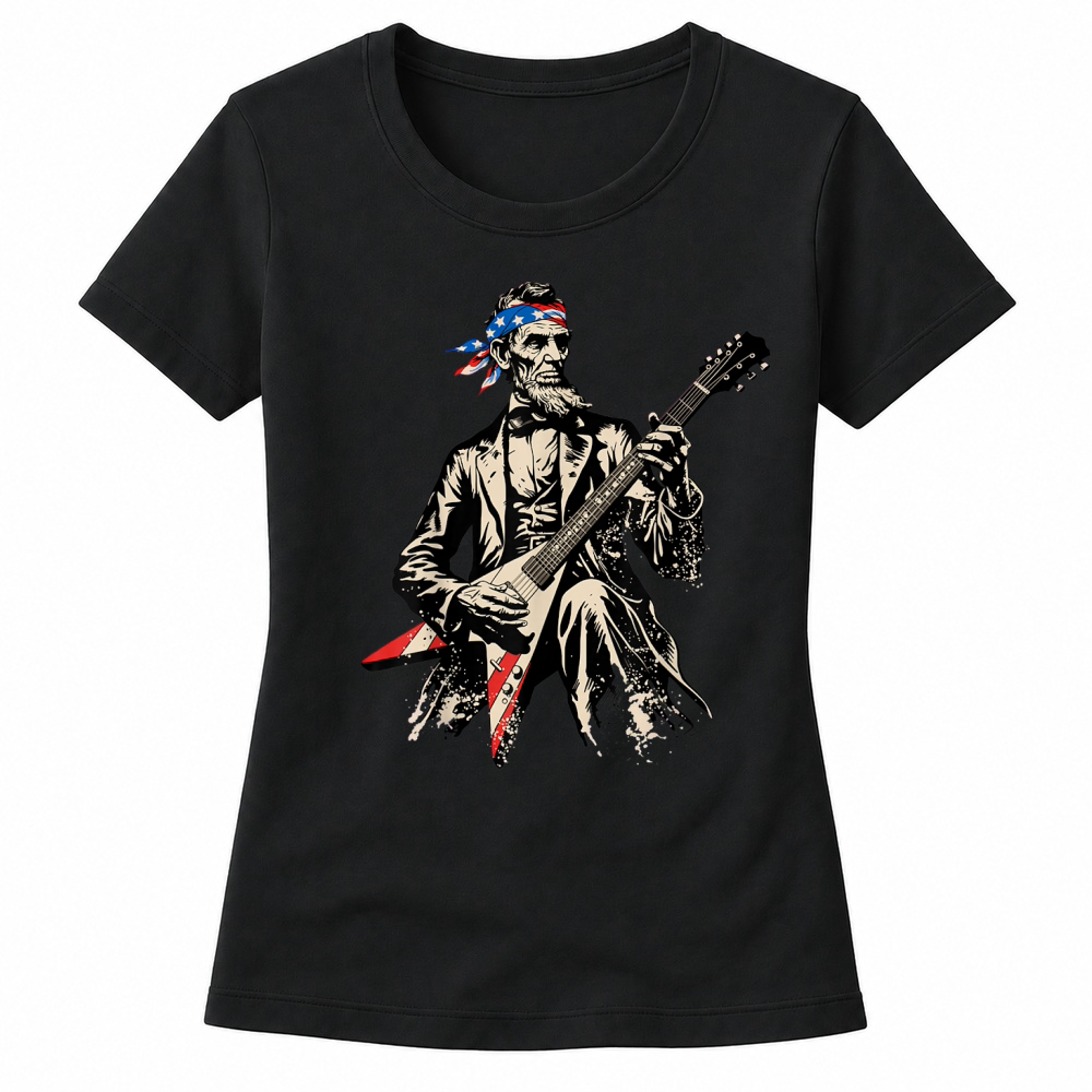 Product Patriotic Abraham Lincoln Guitar Rock President Abe Lincoln Women's T-shirts