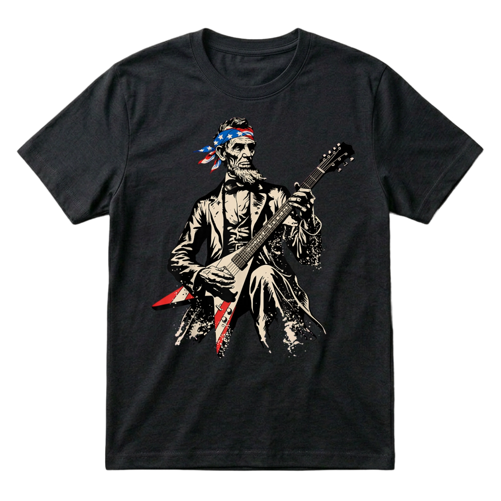 Product Patriotic Abraham Lincoln Guitar Rock President Abe Lincoln T-Shirt
