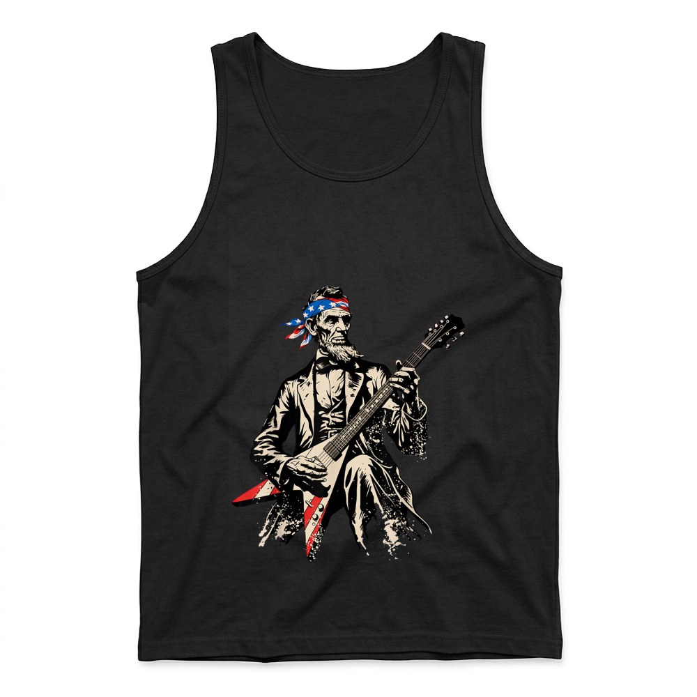 Product Patriotic Abraham Lincoln Guitar Rock President Abe Lincoln Tank Top