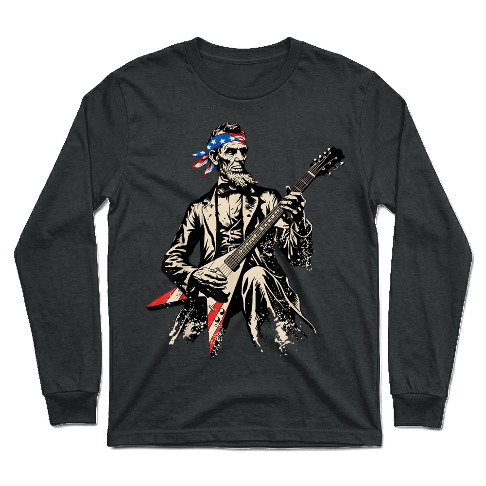 Product Patriotic Abraham Lincoln Guitar Rock President Abe Lincoln Unisex Longsleeve