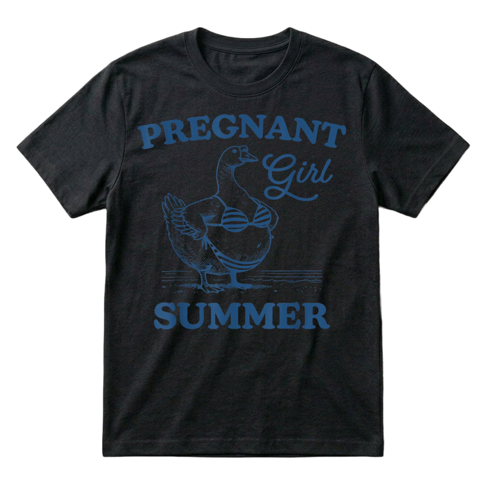 Product Pregnant Girl Summer Funny Baby Announcement Goose Mom T Shirt T-Shirt