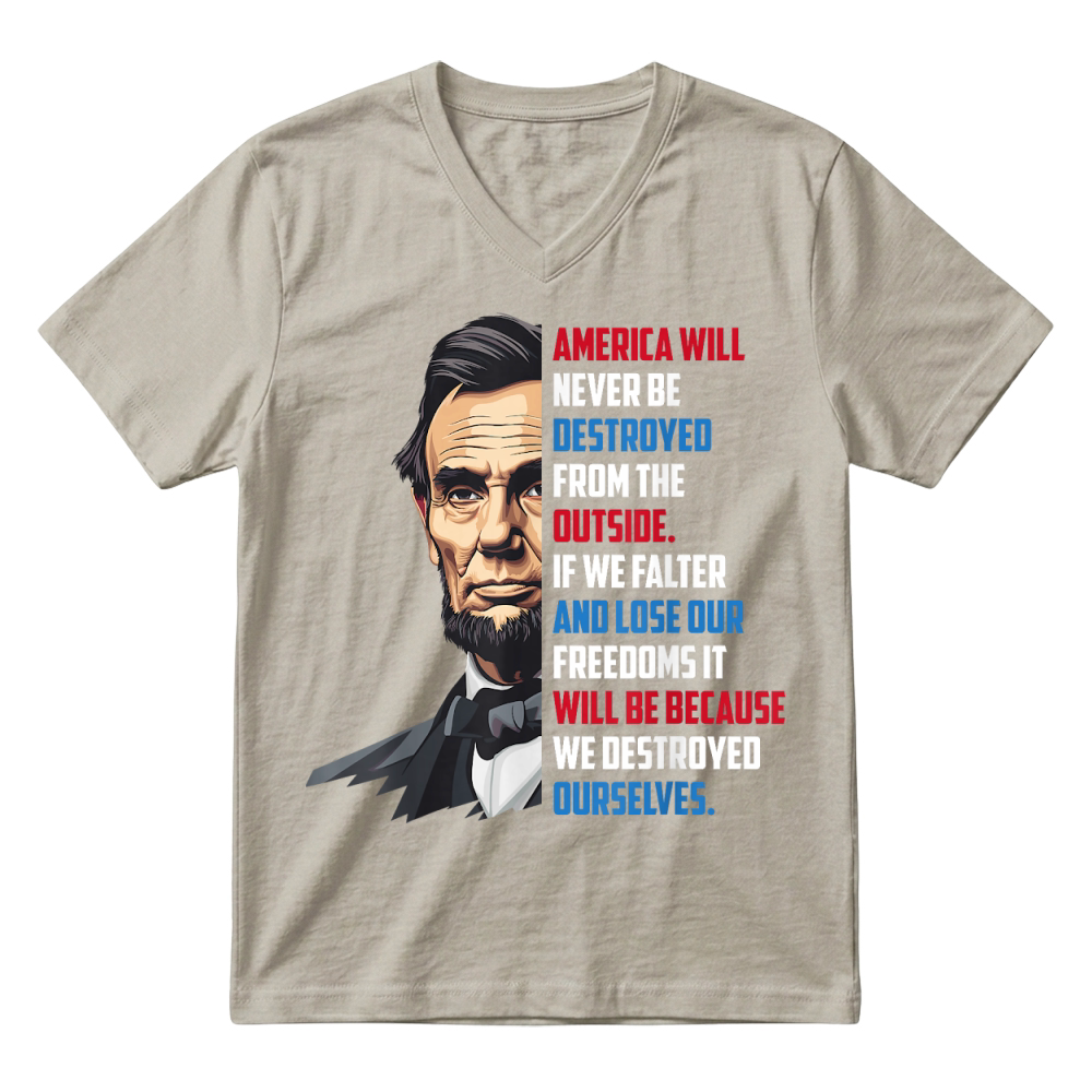Product Pro Democracy Abraham Lincoln Quote Stand for Freedom V-Neck T-shirt