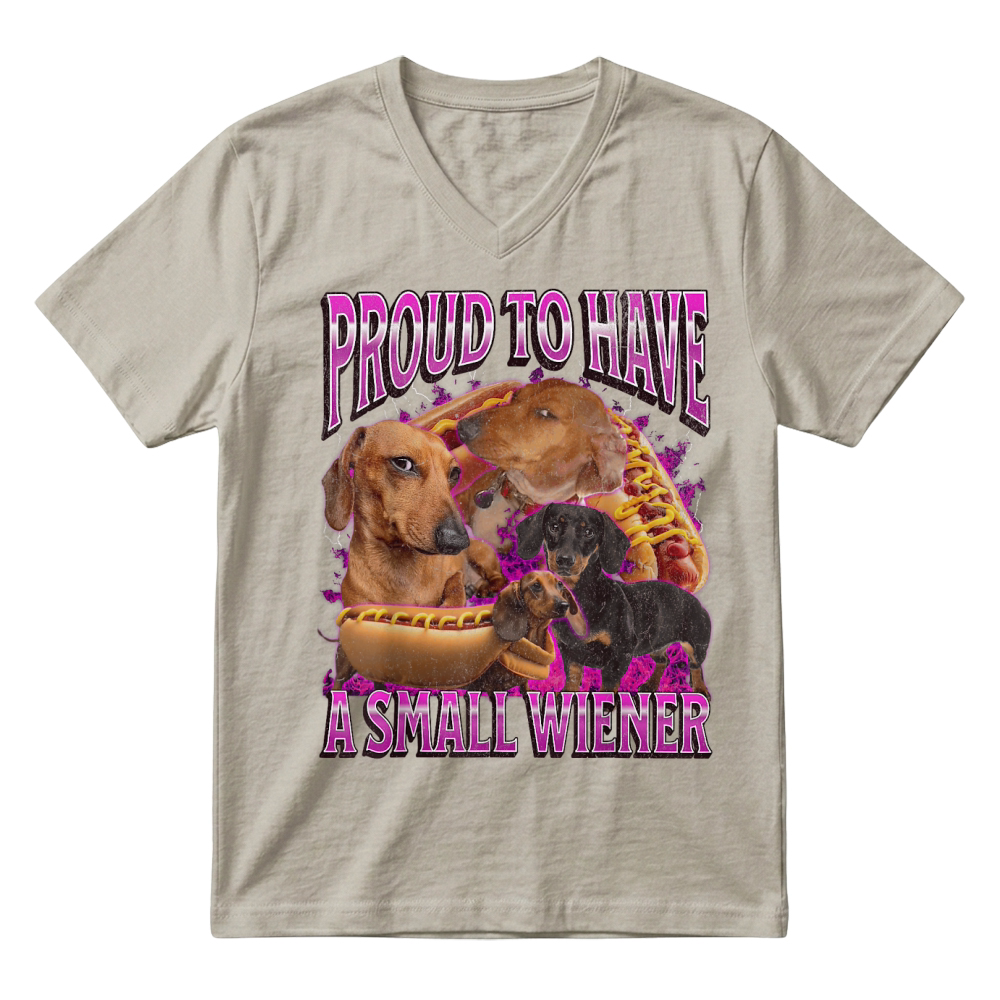 Product Proud to Have A Small Wiener Funny Offensive Dachshund V-Neck T-shirt