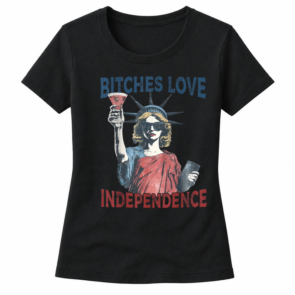 Product Retro Bitches Love Independence Funny 4th of July T Shirt Women's T-shirts