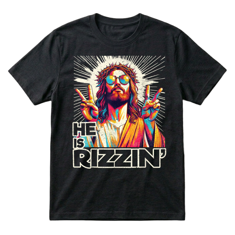 Product Retro He is Rizzin Funny Jesus Has Rizzen Easter Christian T Shirt T-Shirt