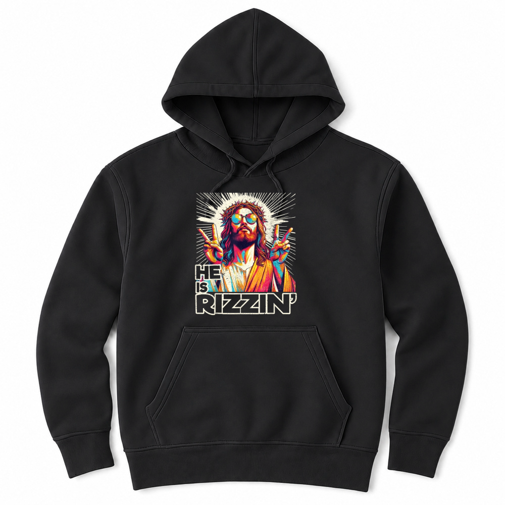 Product Retro He is Rizzin Funny Jesus Has Rizzen Easter Christian T Shirt Unisex Hoodie