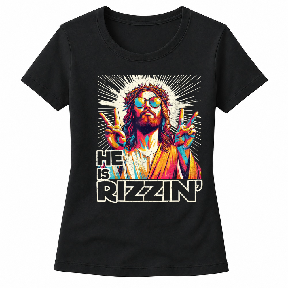 Product Retro He is Rizzin Funny Jesus Has Rizzen Easter Christian T Shirt Women's T-shirts