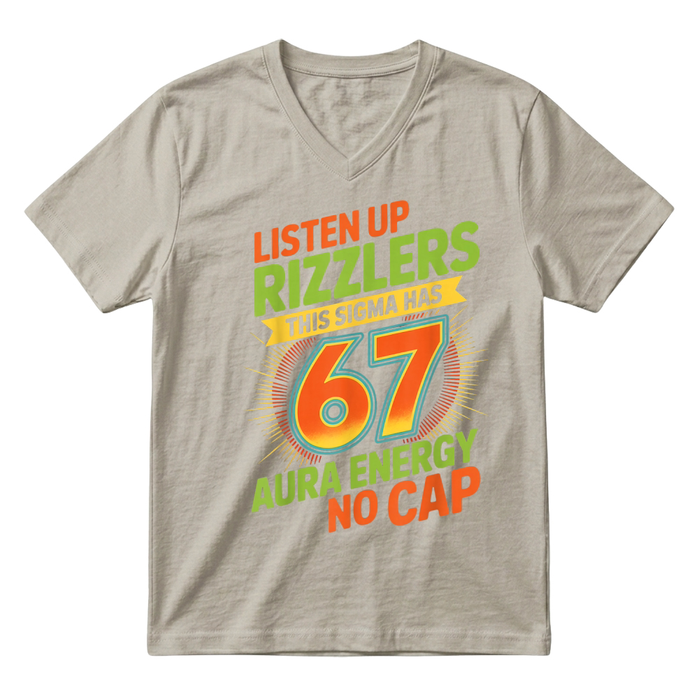 Product Sigma Has 67 Aura Number 67th Aura Farming Ice Cream Drip T Shirt V-Neck T-shirt