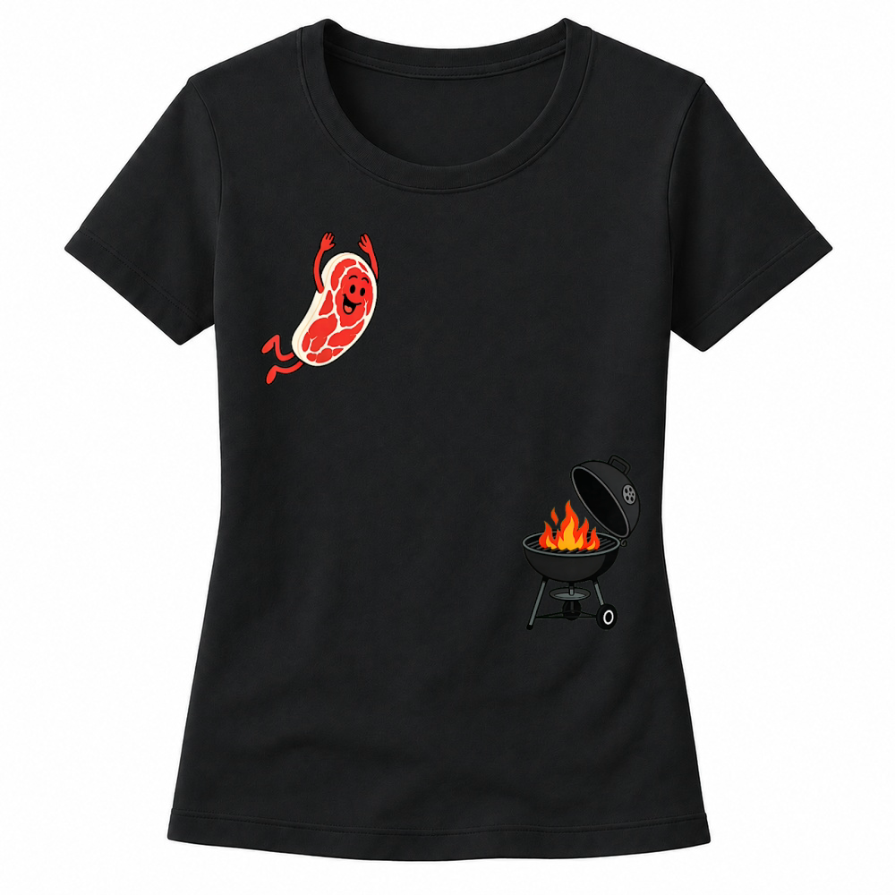 Product Steak Dive Funny Flying Steak BBQ Grilling Cartoon Humor Art T Shirt Women's T-shirts