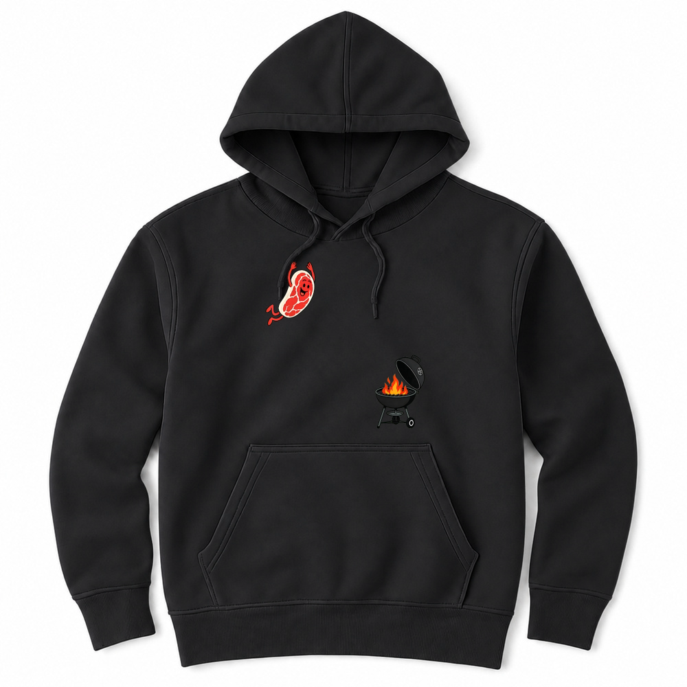 Product Steak Dive Funny Flying Steak BBQ Grilling Cartoon Humor Art T Shirt Unisex Hoodie