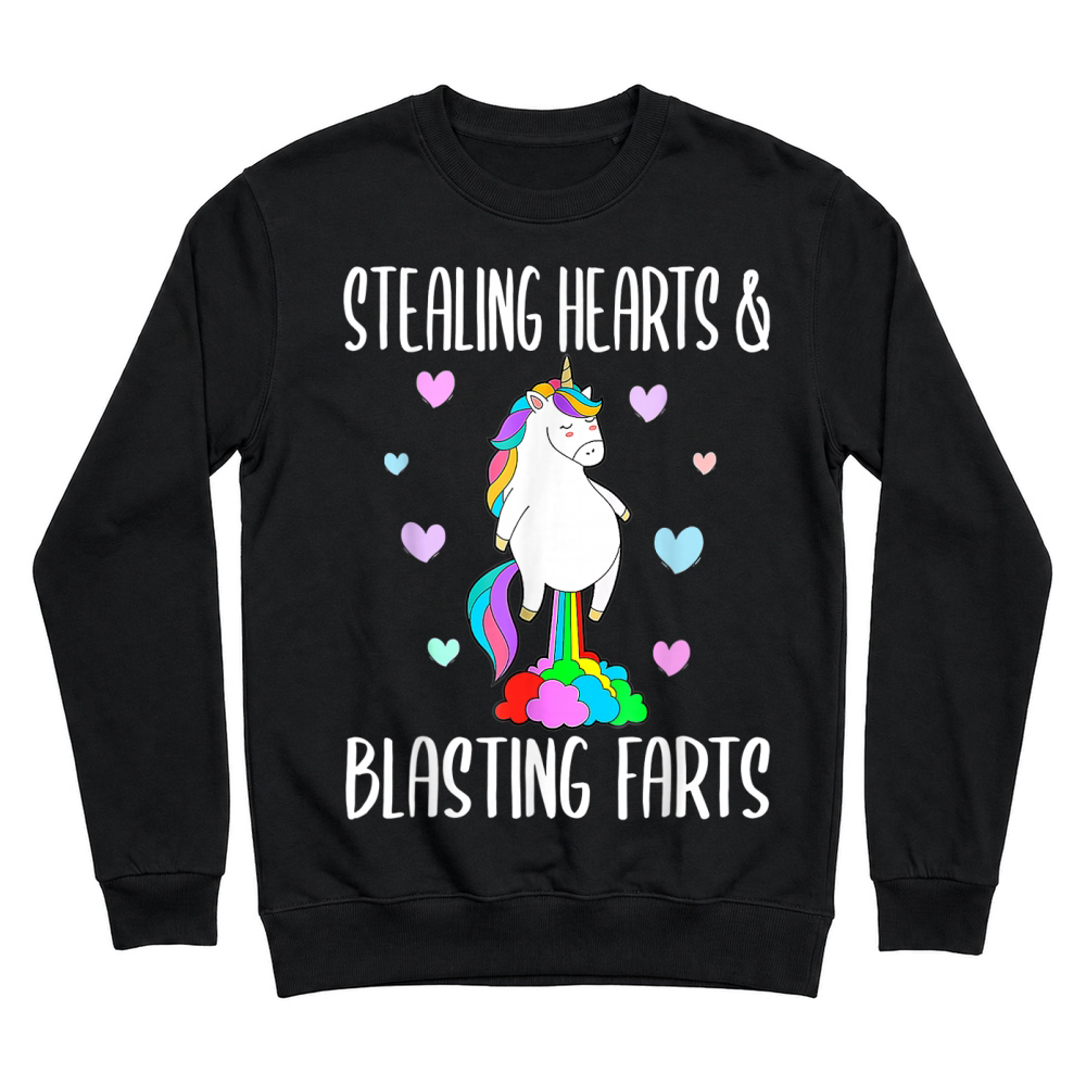 Product Stealing Hearts Blasting Farts Valentines Day Unicorn Funny Unisex Sweatshirt