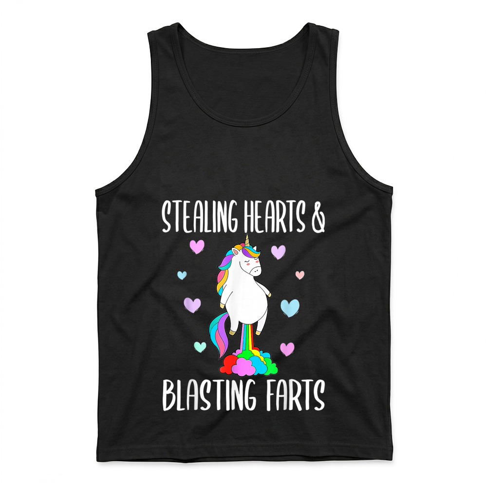 Product Stealing Hearts Blasting Farts Valentines Day Unicorn Funny Tank Top